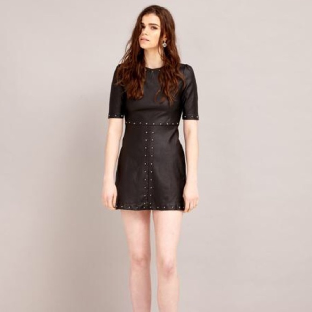 Sister Jane black pleather studded mini dress